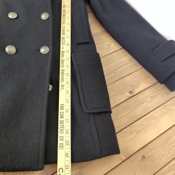 Aritzia Community Black Wool Winter Coat with Faux Fur Collar XS - Picture 10 of 16